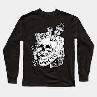 Skull and Smoke, Black and white - Gimme Fuel Long Sleeve T-Shirt